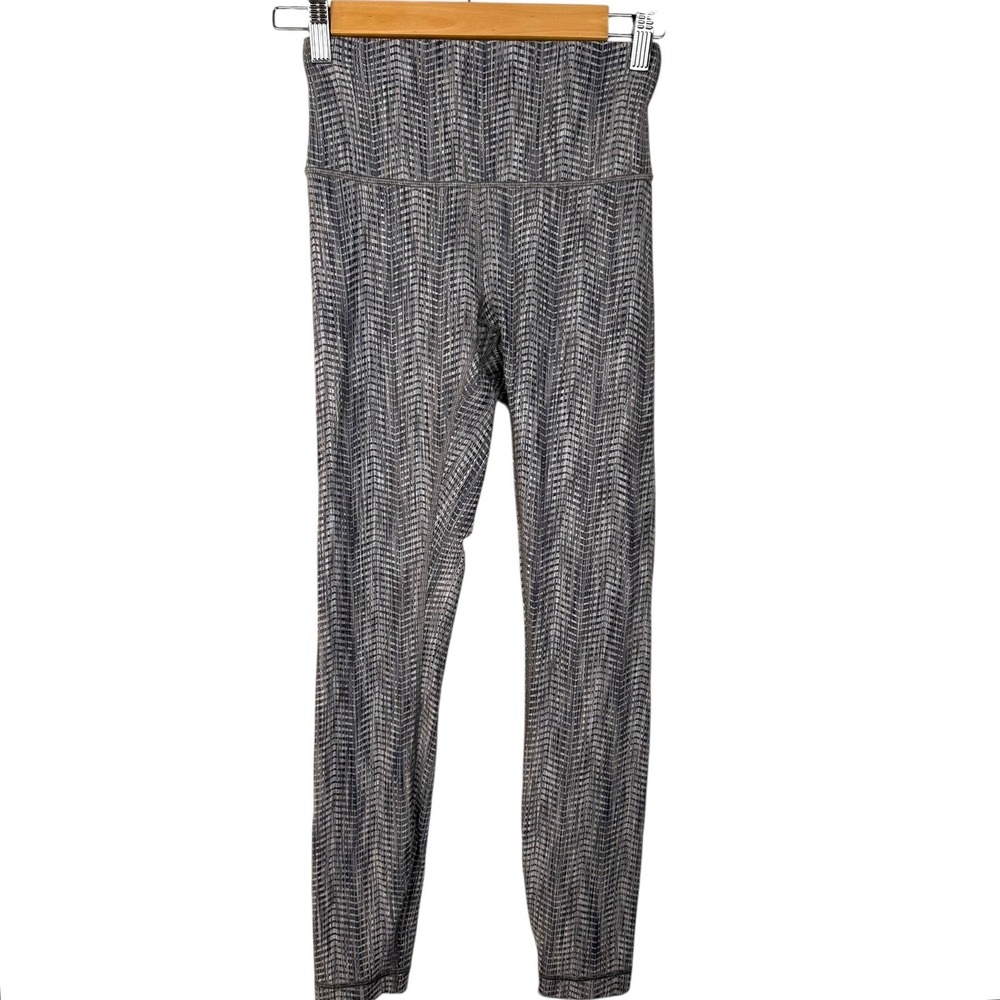 Lululemon Wunder Under Mid Rise Leggings 4 Gray Herringbone Full-On Luon Yoga